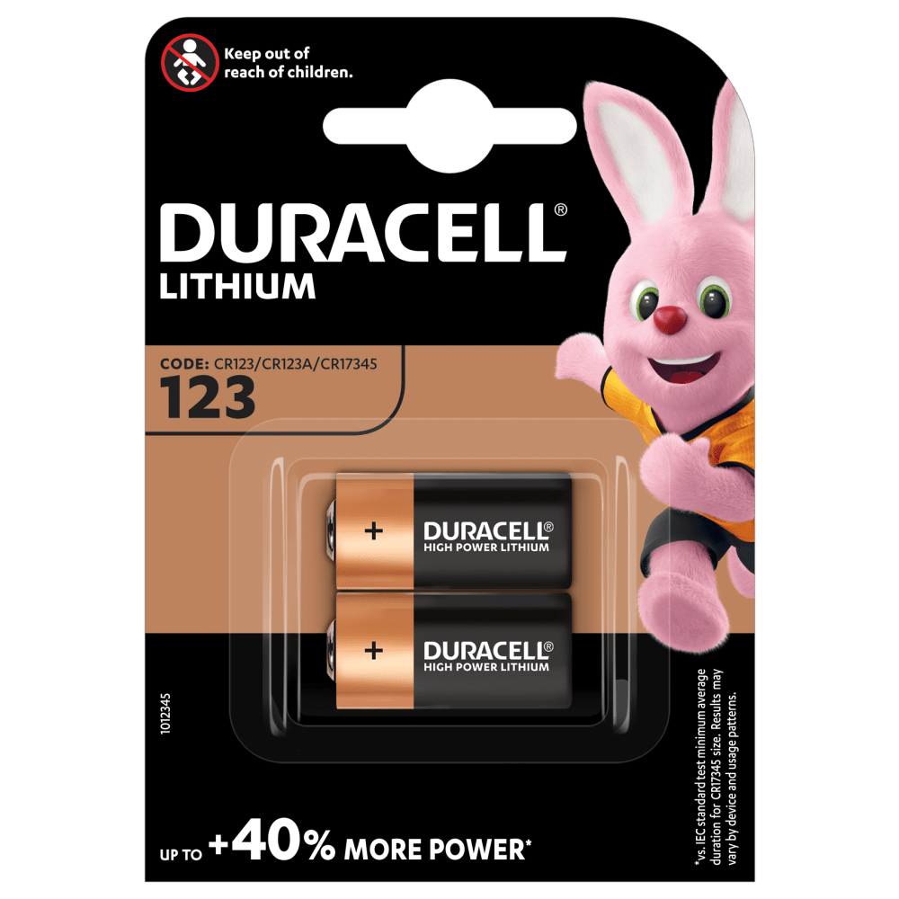Piles au lithium 123 haute puissance Duracell 3V en pack de 2