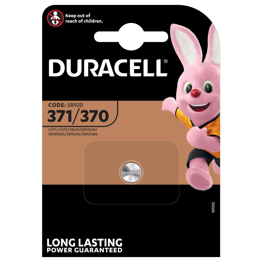 Pile bouton spéciales Duracell en Oxide d'argent 371/370