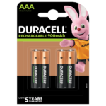 Pack de 4 piles rechargeables Duracell 900mAh AAA