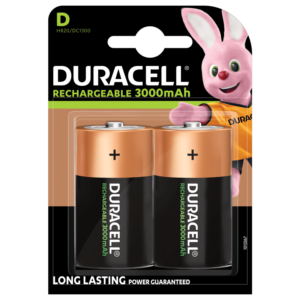Piles rechargeables Duracell de taille D 3000mAh en pack de 2 pièces