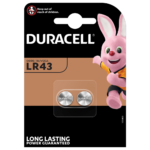Pile bouton Duracell alcaline de taille spéciale LR43 1,5V en pack de 2