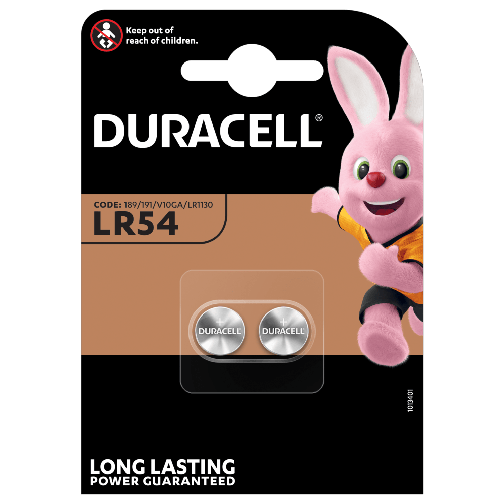 Pile bouton Duracell alcaline de taille spéciale LR54 1,5V en pack de 2