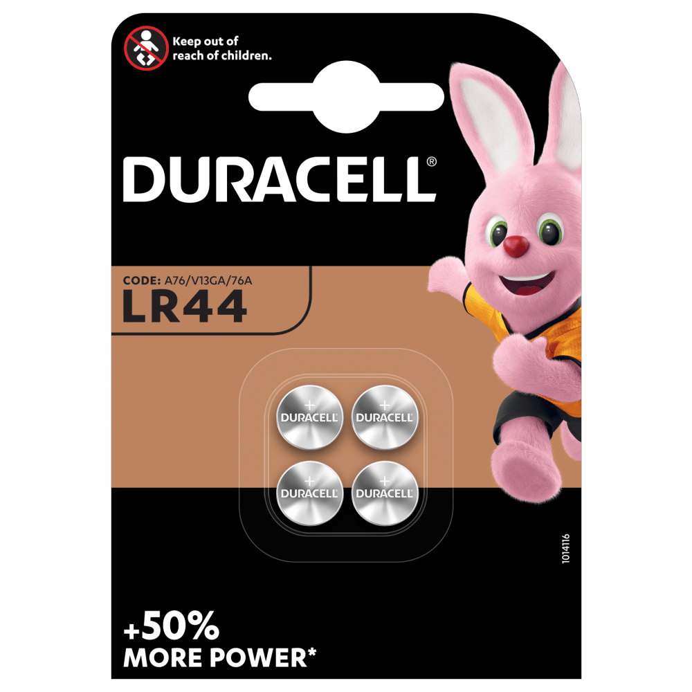 Pile bouton alcaline de taille spéciale LR44 Duracell 1,5 V 4 pièces